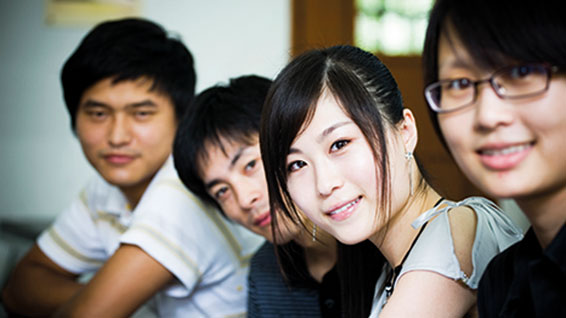 Chinese students at desk