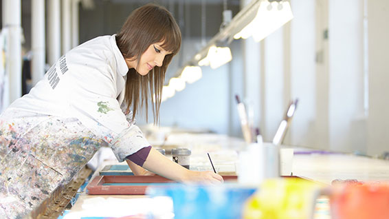 Textiles student working