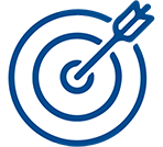An arrow in the centre of a target, icon