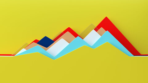 Coloured wave formations on a yellow background similar to a trend chart