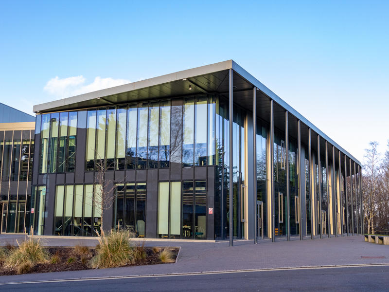 A glass modern building