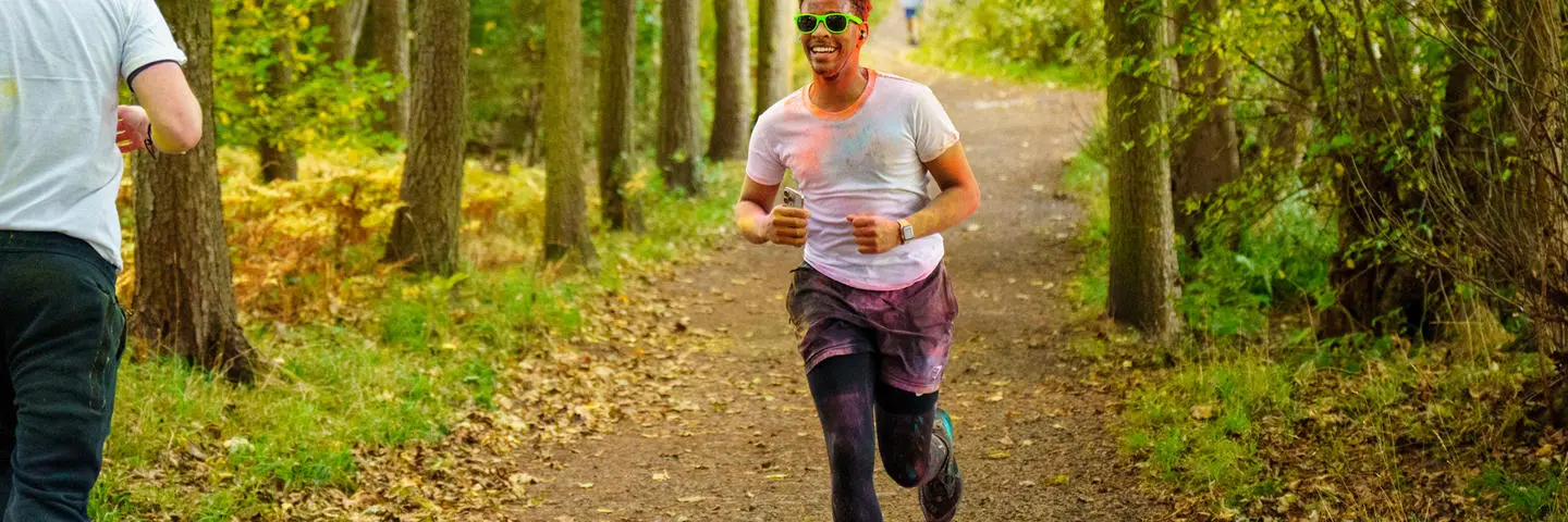 A man running through the park