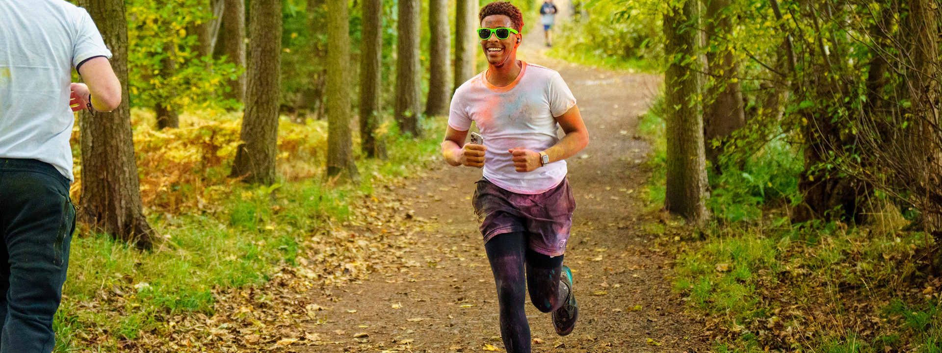 A man running through the park