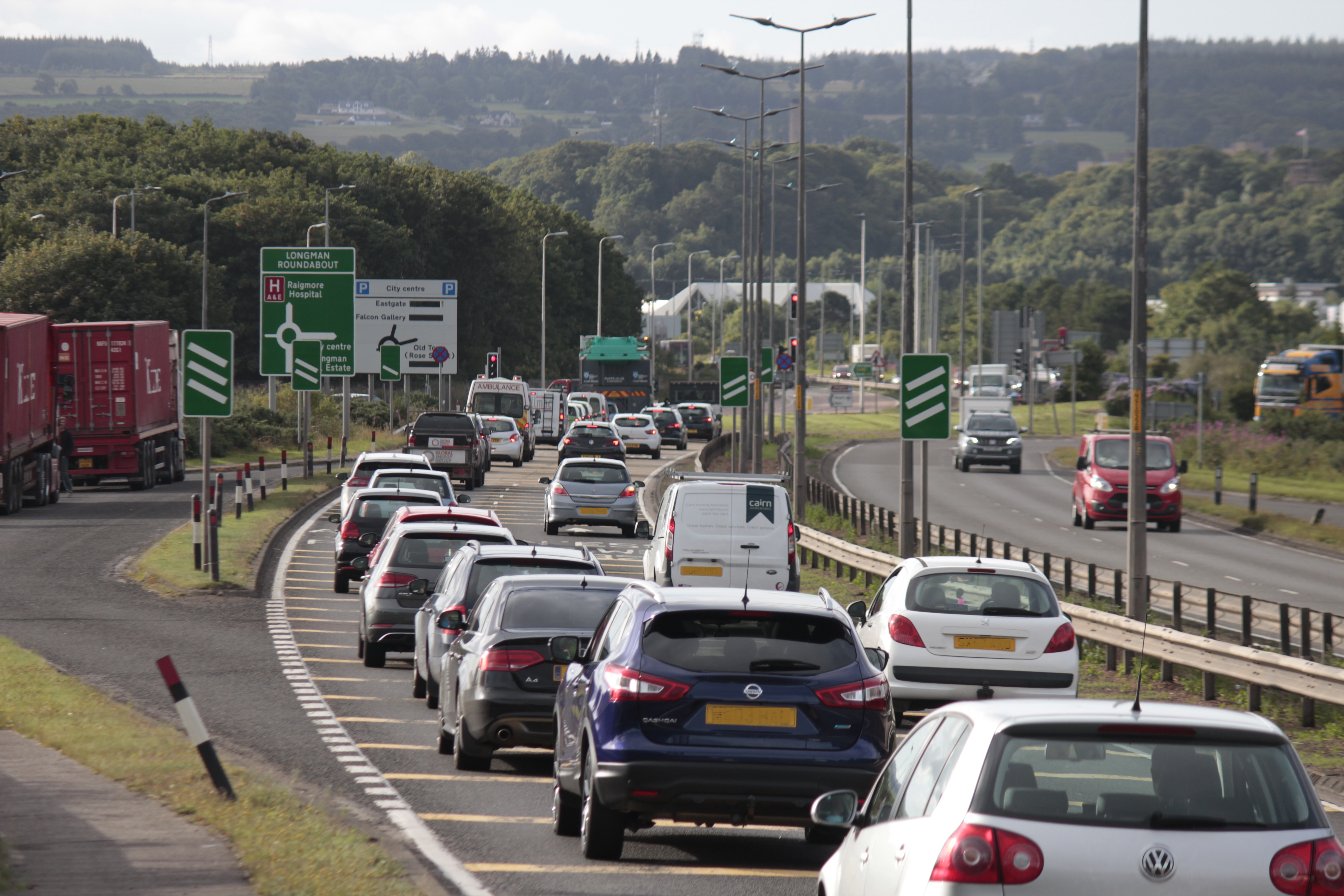 A junction on the A9 dual carriageway near Inverness in Scotland.