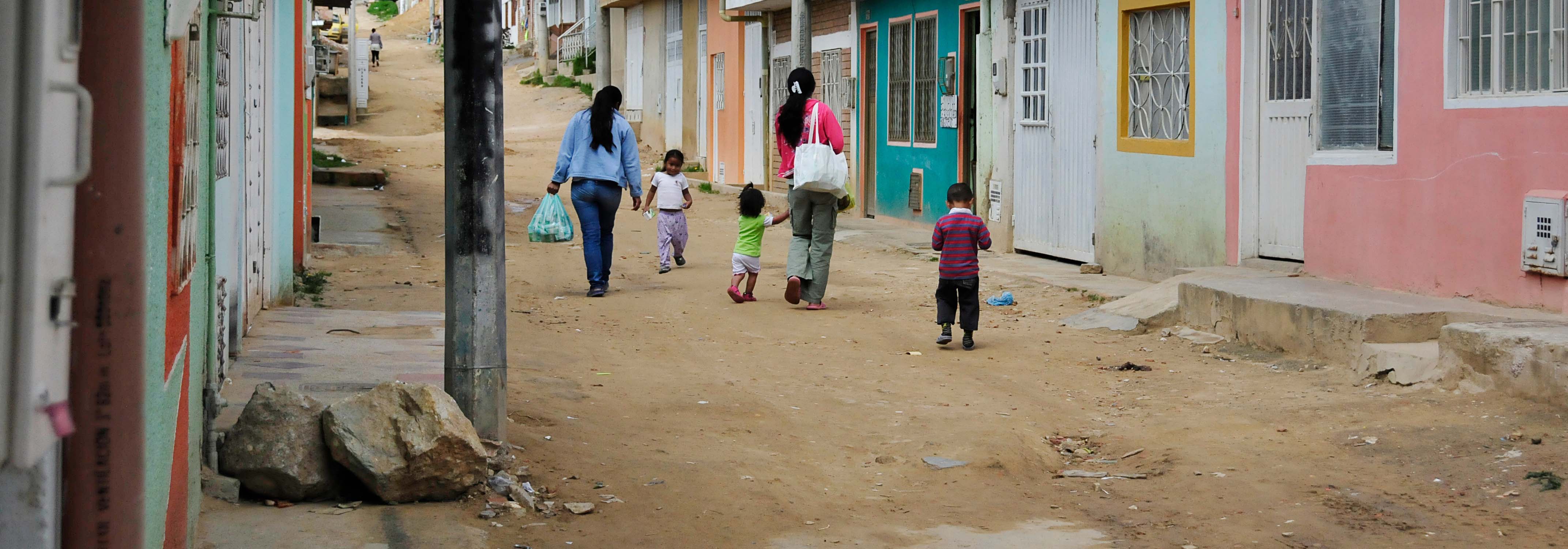 Unpaved, dusty street in Bogota
