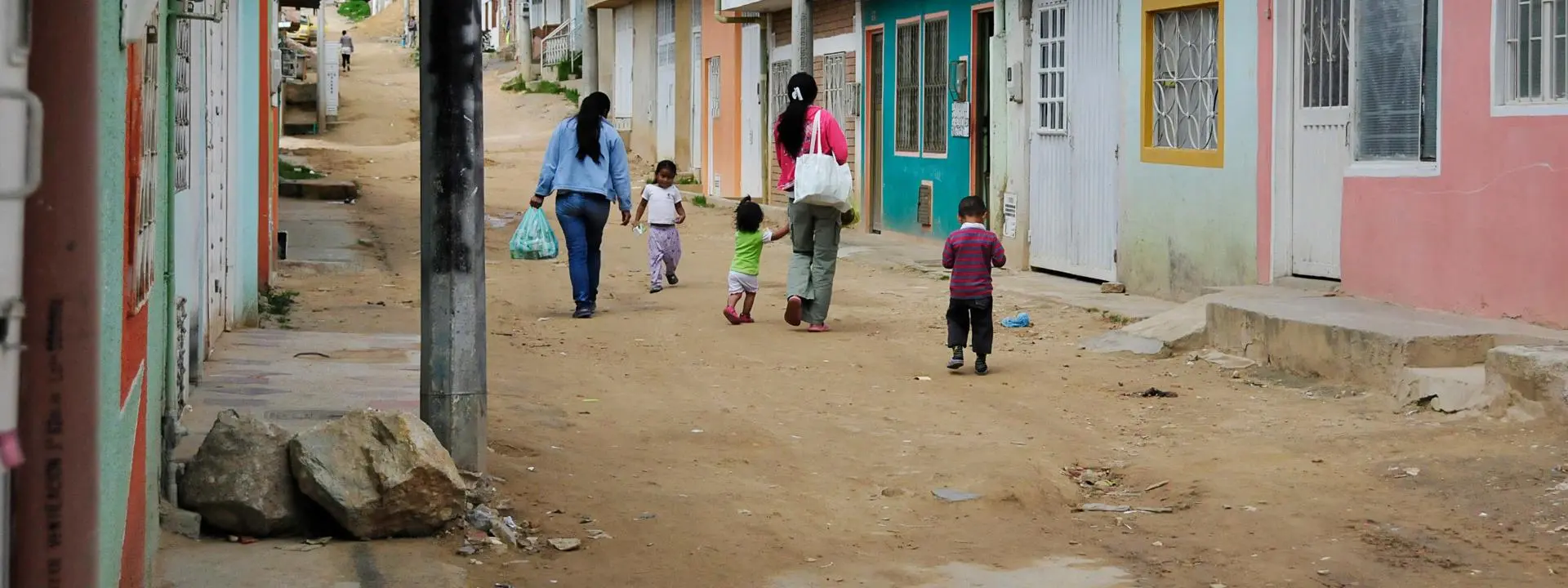 Unpaved, dusty street in Bogota