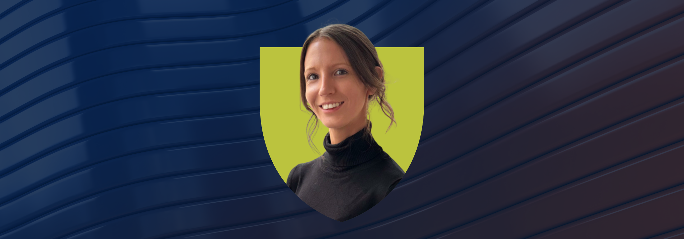 Dr Katriona Myhill appears in a Holyrood Green shield, with a linear blue background.