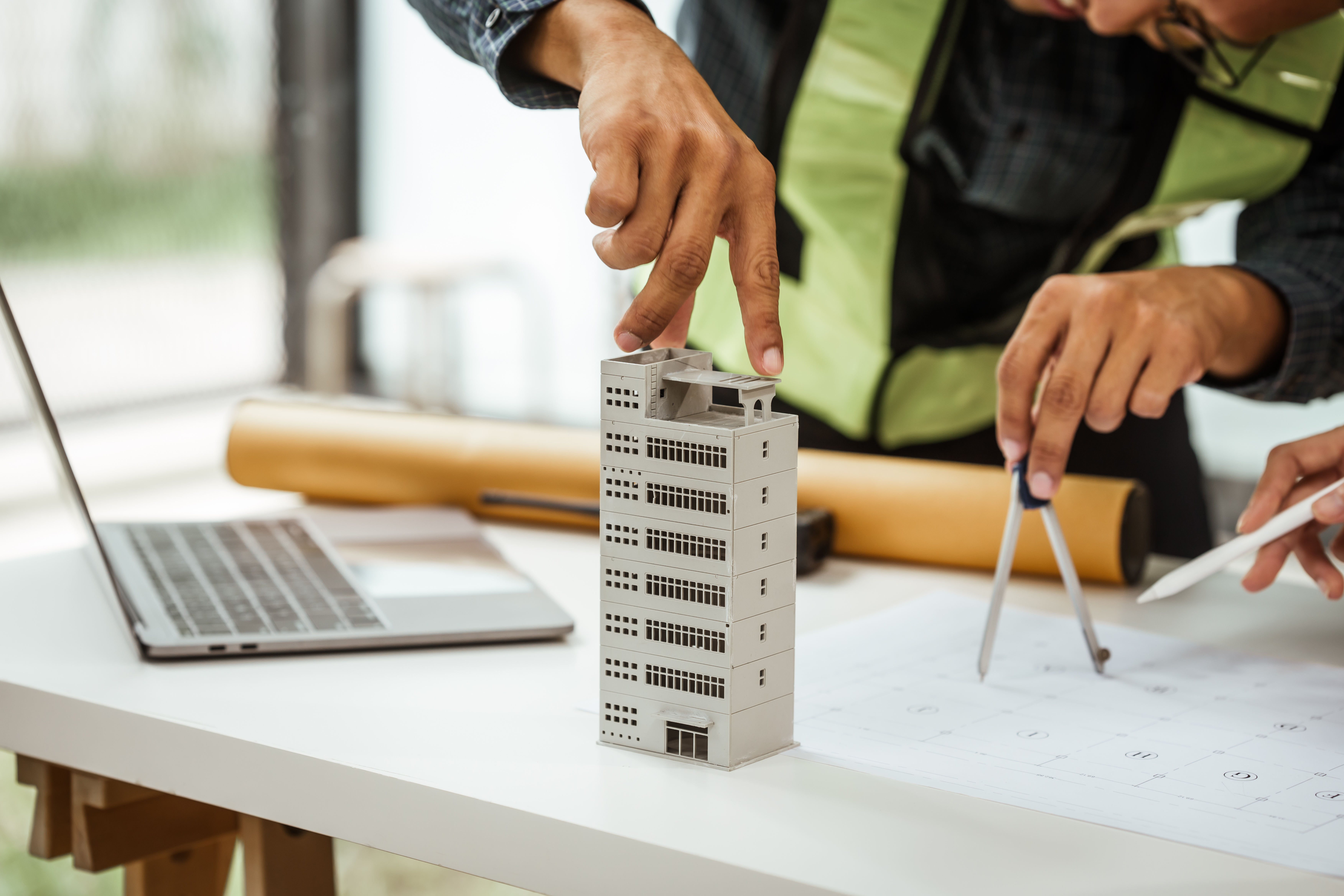 A professional working in a dynamic office dealing with construction