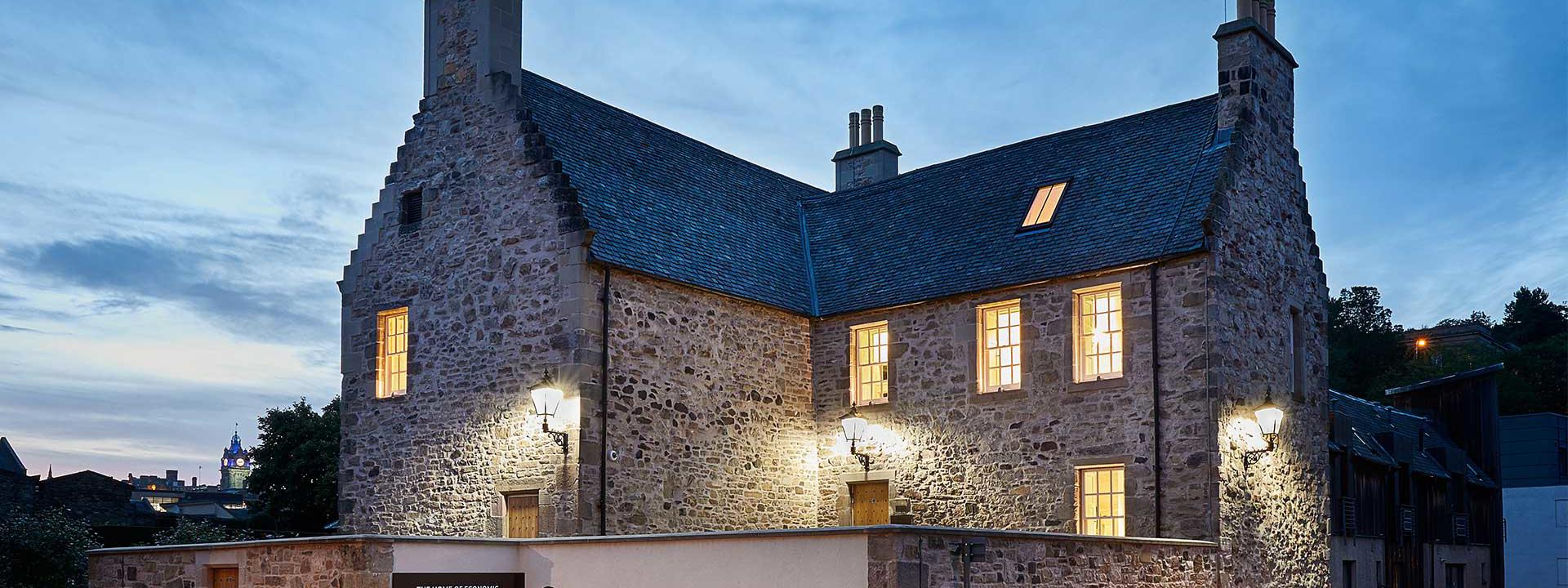 Adam Smith’s Panmure House at dusk.