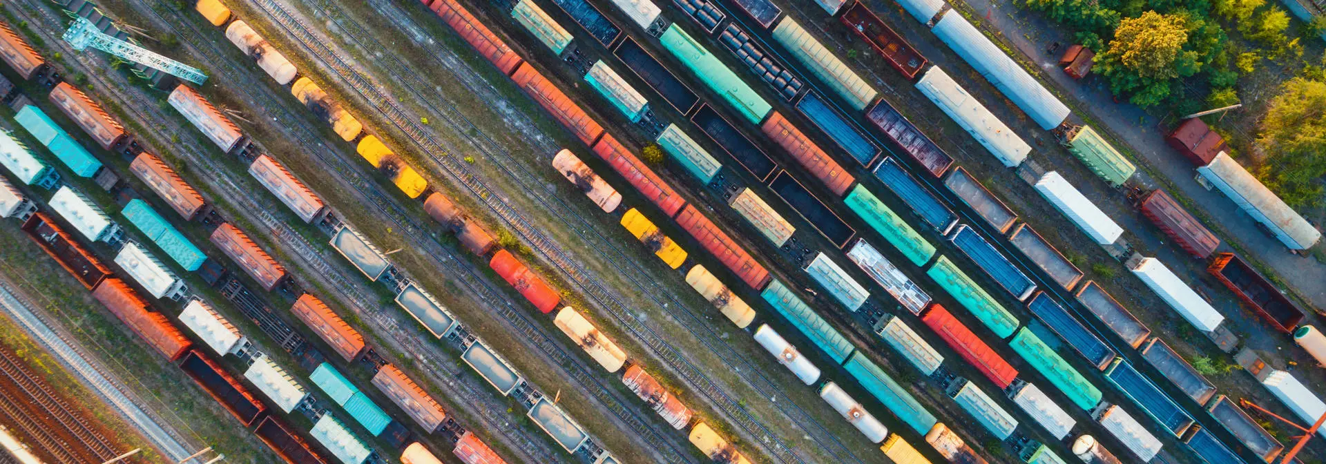 Colourful cargo trains and trucks