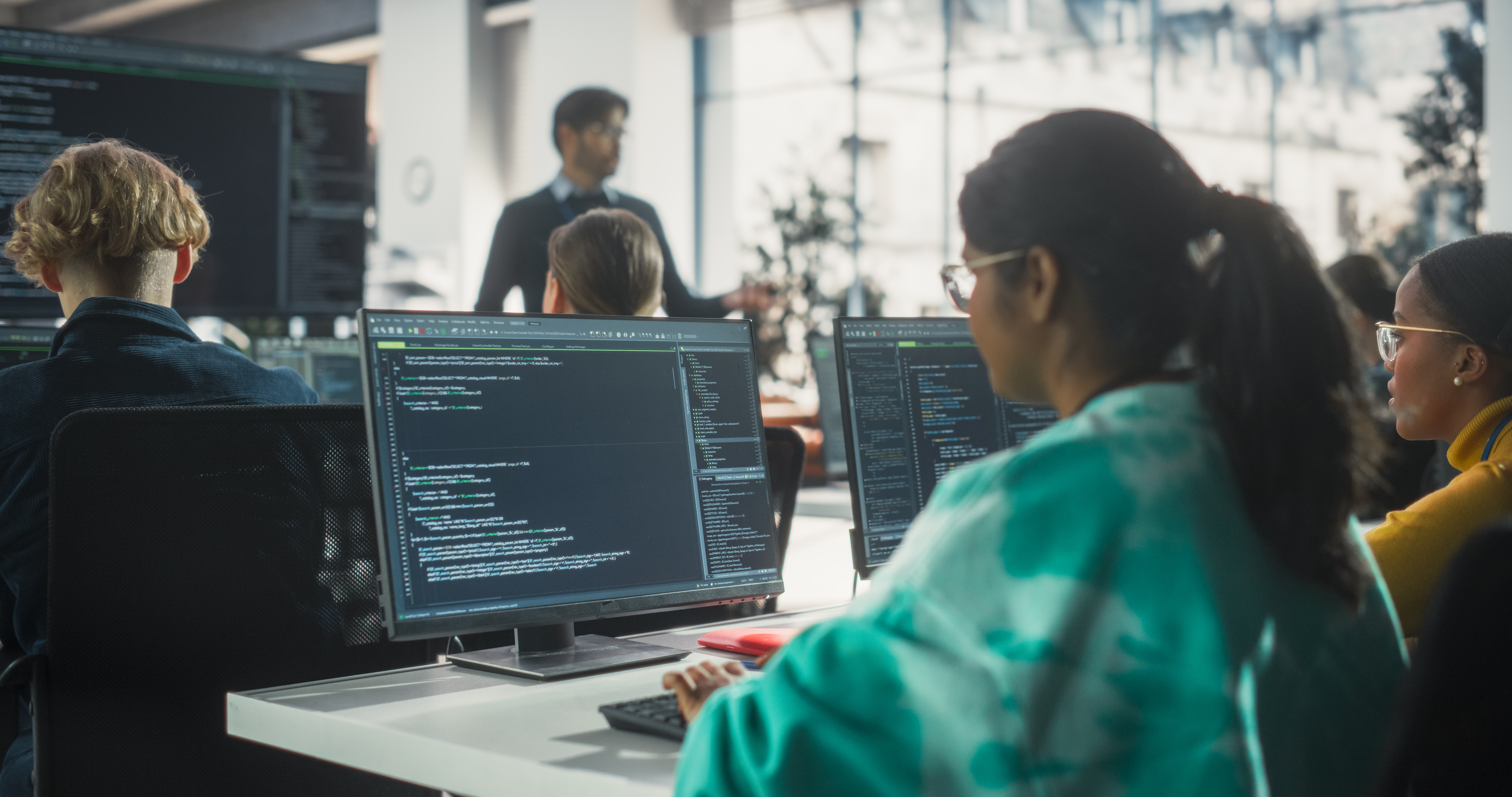 Students working together in a computer science lab.