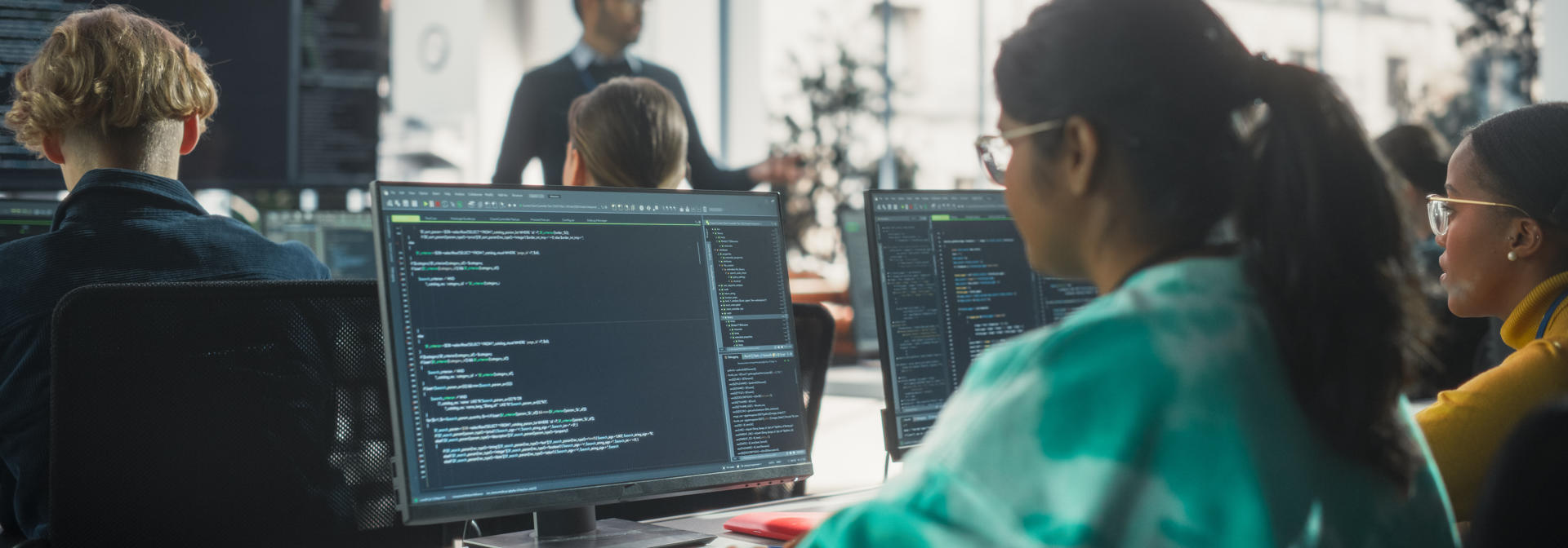 Students working together in a computer science lab.