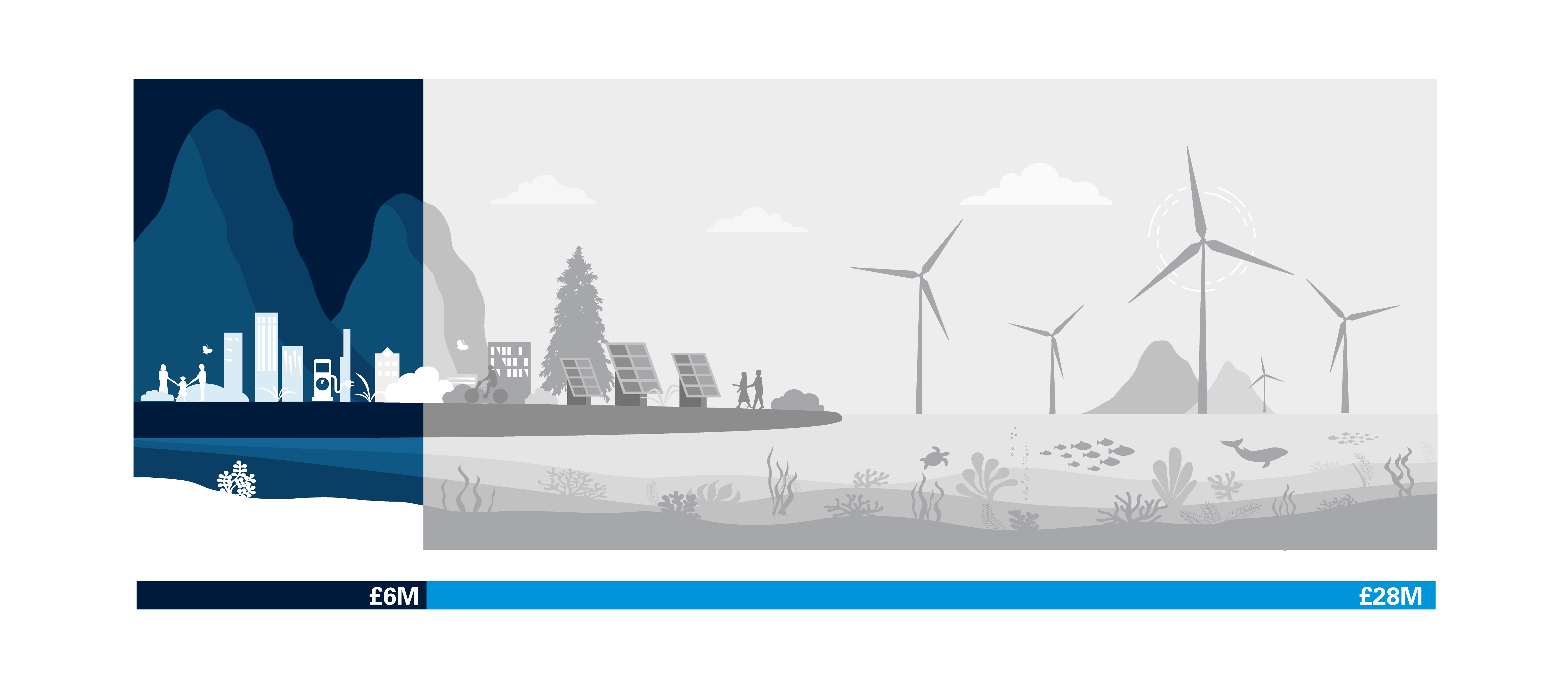 Wind turbines and sealife in water