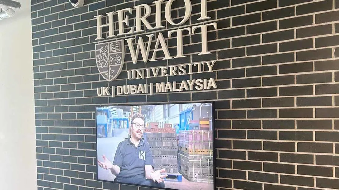 Heriot-Watt University Dubai wall - Gullane Cyan K-Briqs Wall constructed from K-Briqs at the Dubai Campus