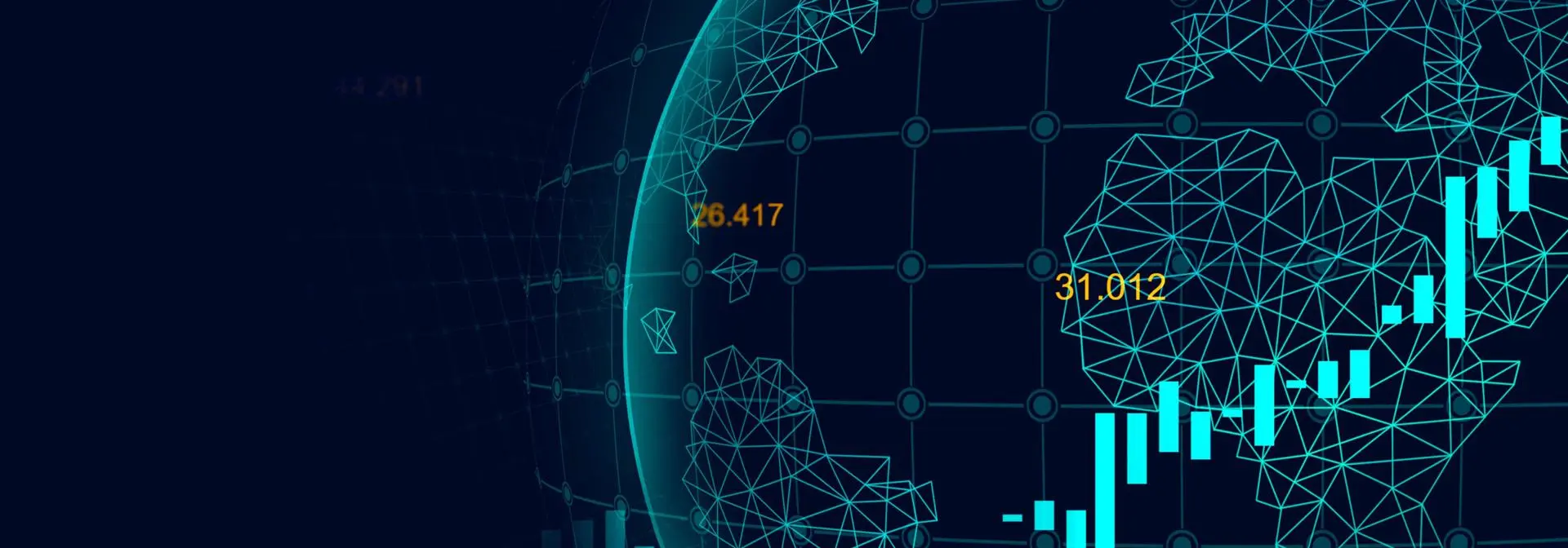 The globe with a graph running through the centre.