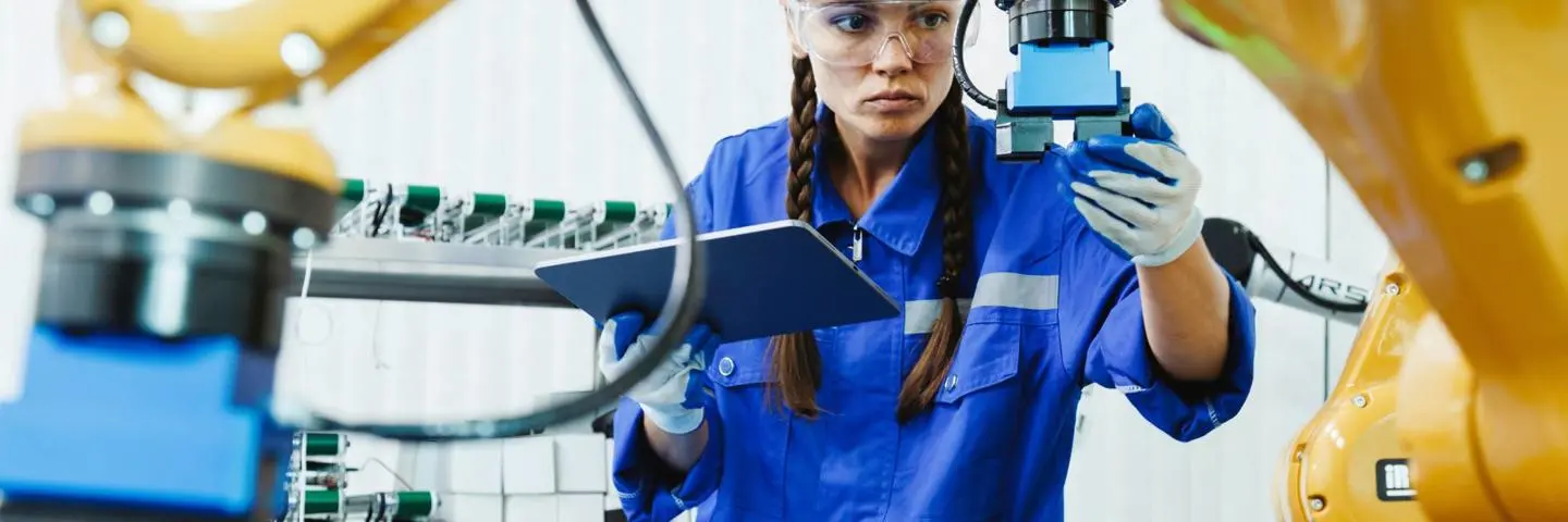 An industrial worker inspecting machinery