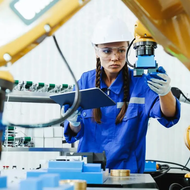An industrial worker inspecting machinery