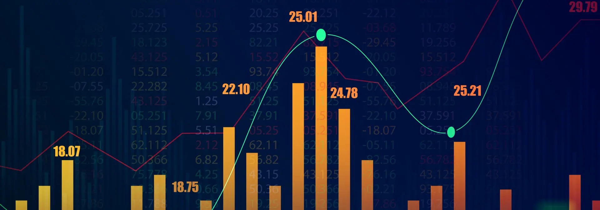 Illustration of a graph chart featuring arrows indicating trends and data movement.