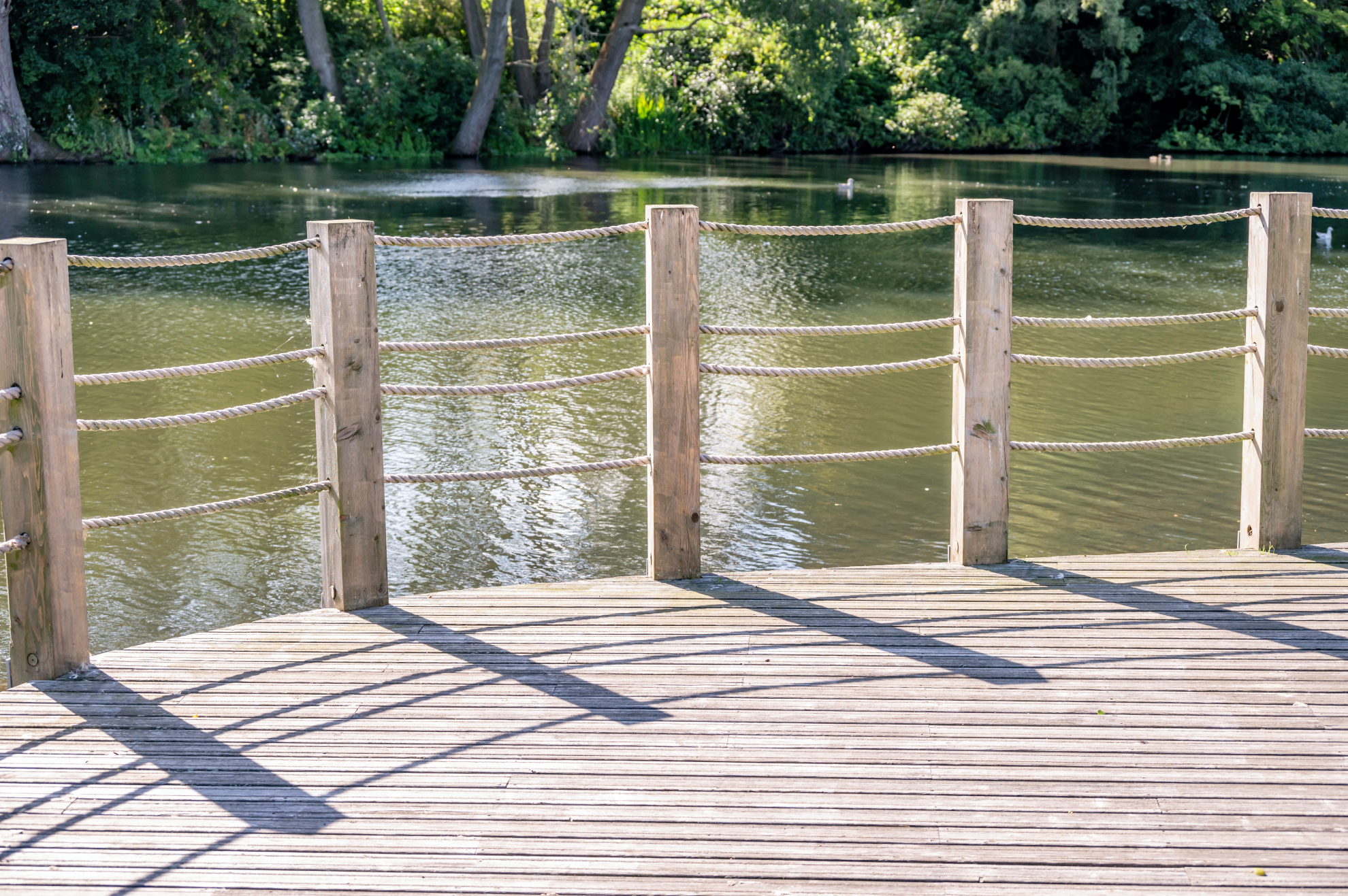 Fencing around the loch on the Heriot-Watt Edinburgh campus.