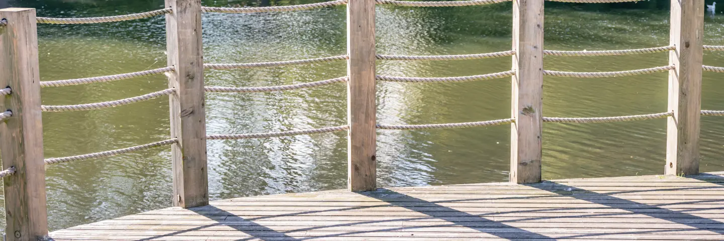 Fencing around the loch on the Heriot-Watt Edinburgh campus.