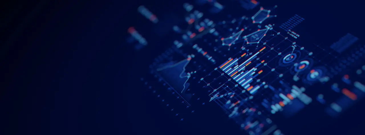Abstract graphic of charts on a dashboard.