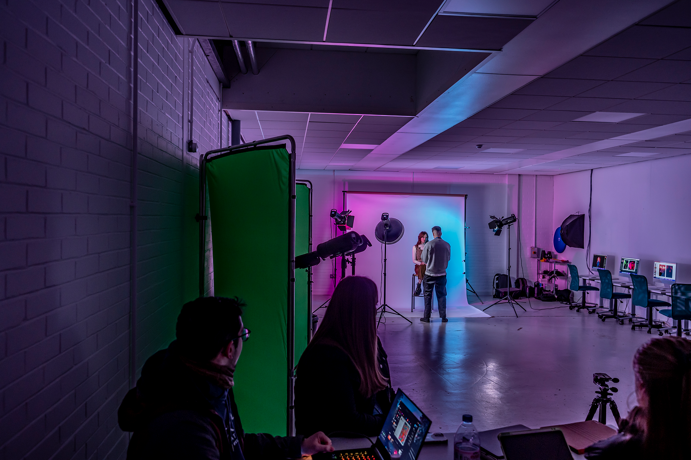 students working in the photo studio