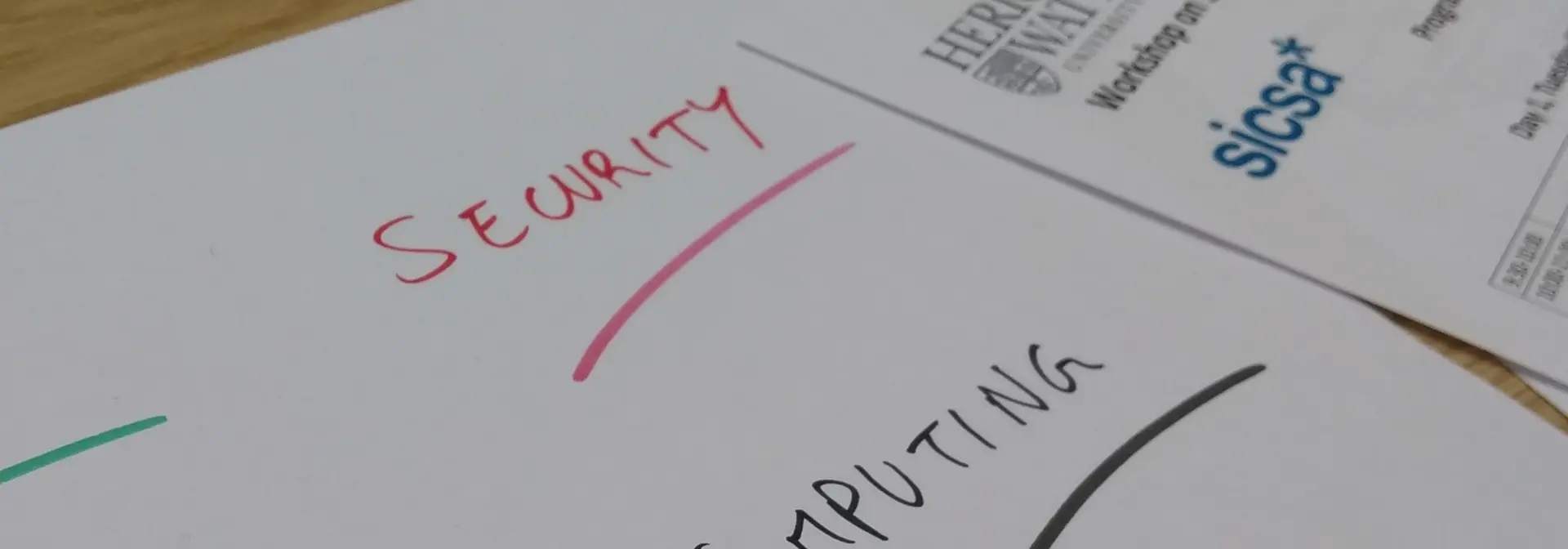 Heriot-Watt paper with the words 'security' and 'computing' written in pen.