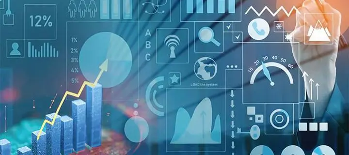 Finance chart and a business performance dashboard