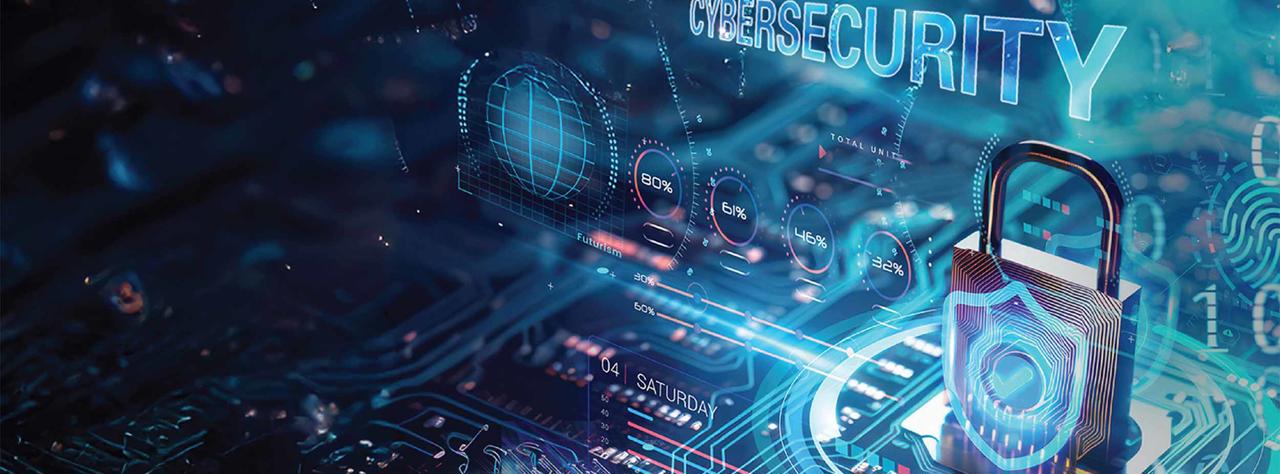 Conceptual illustration of computer networks, cybersecurity and AI