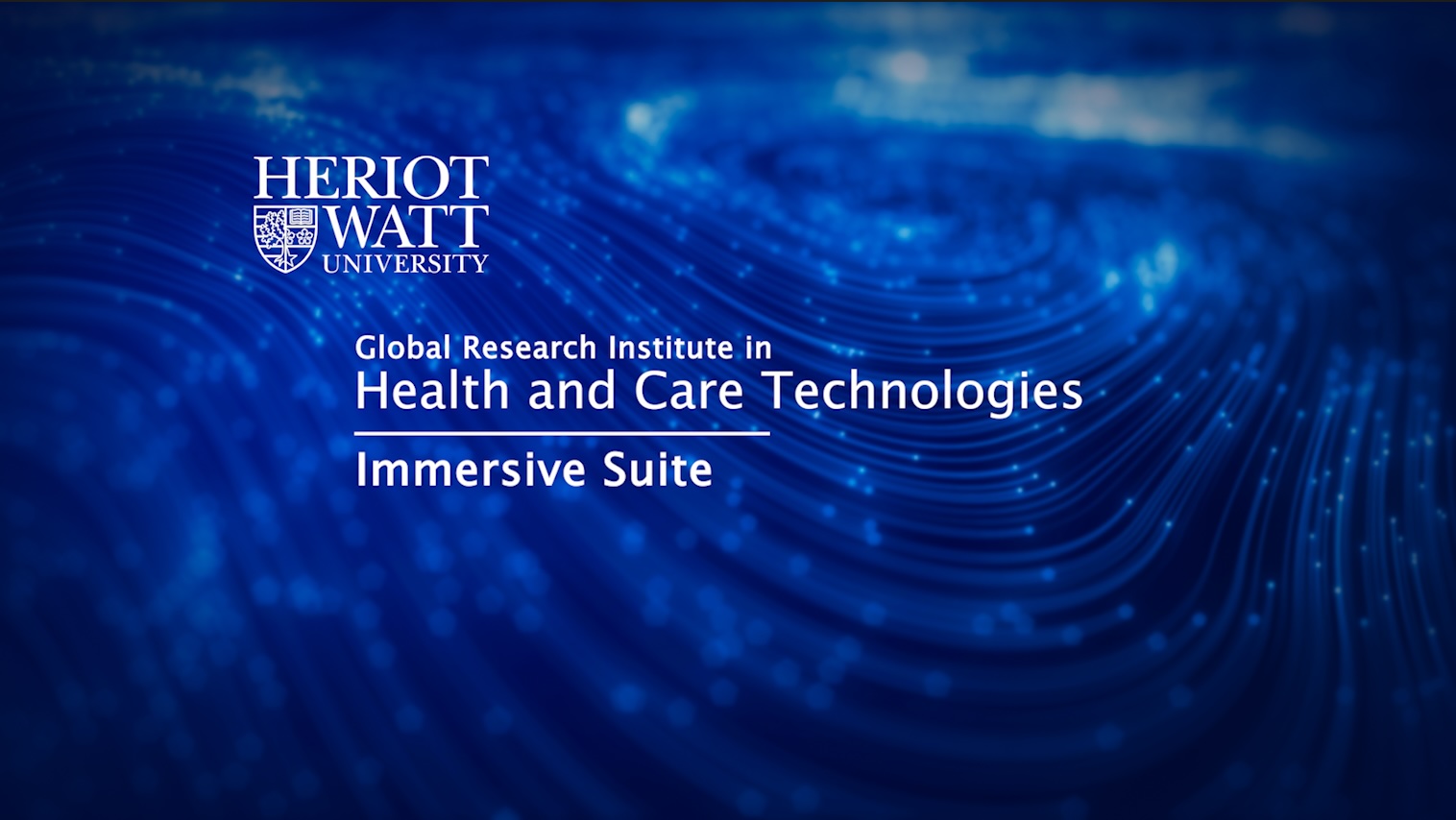 Blue wavy swirls, Heriot-Watt logo, with video title.