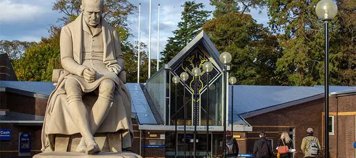 James Watt statue in front of main reception, Edinburgh Campus