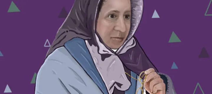 Mary Burton with triangles behind