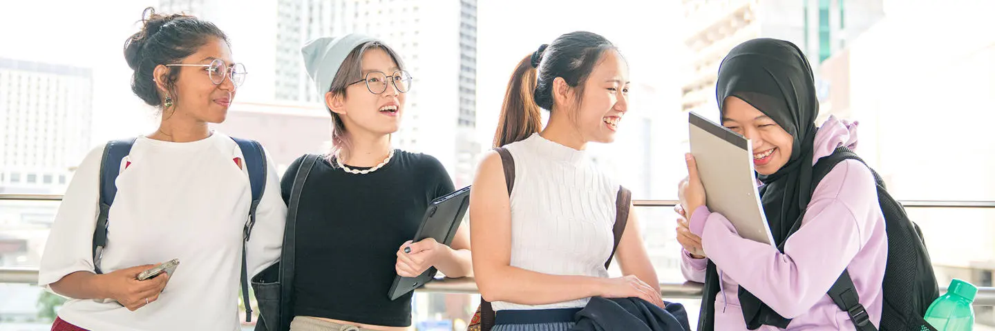 Four students in conversation