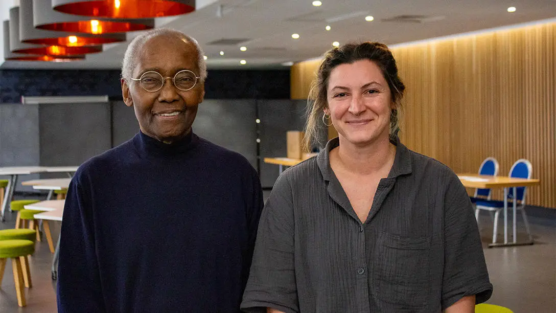 Sir Geoff Palmer with Bella Perez.