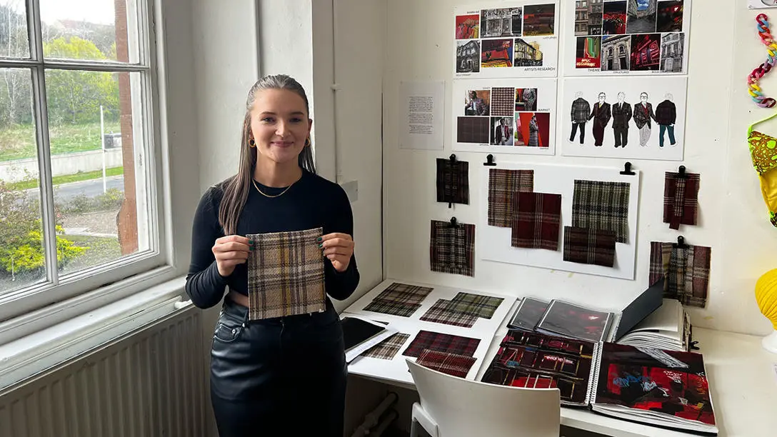 Student Lois Cowie with her winning design