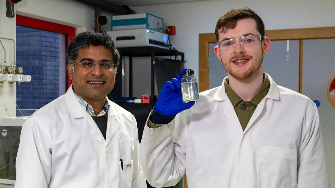 Dr Sudhagar Pitchaimuthu, left, and PhD student Michael Walsh.