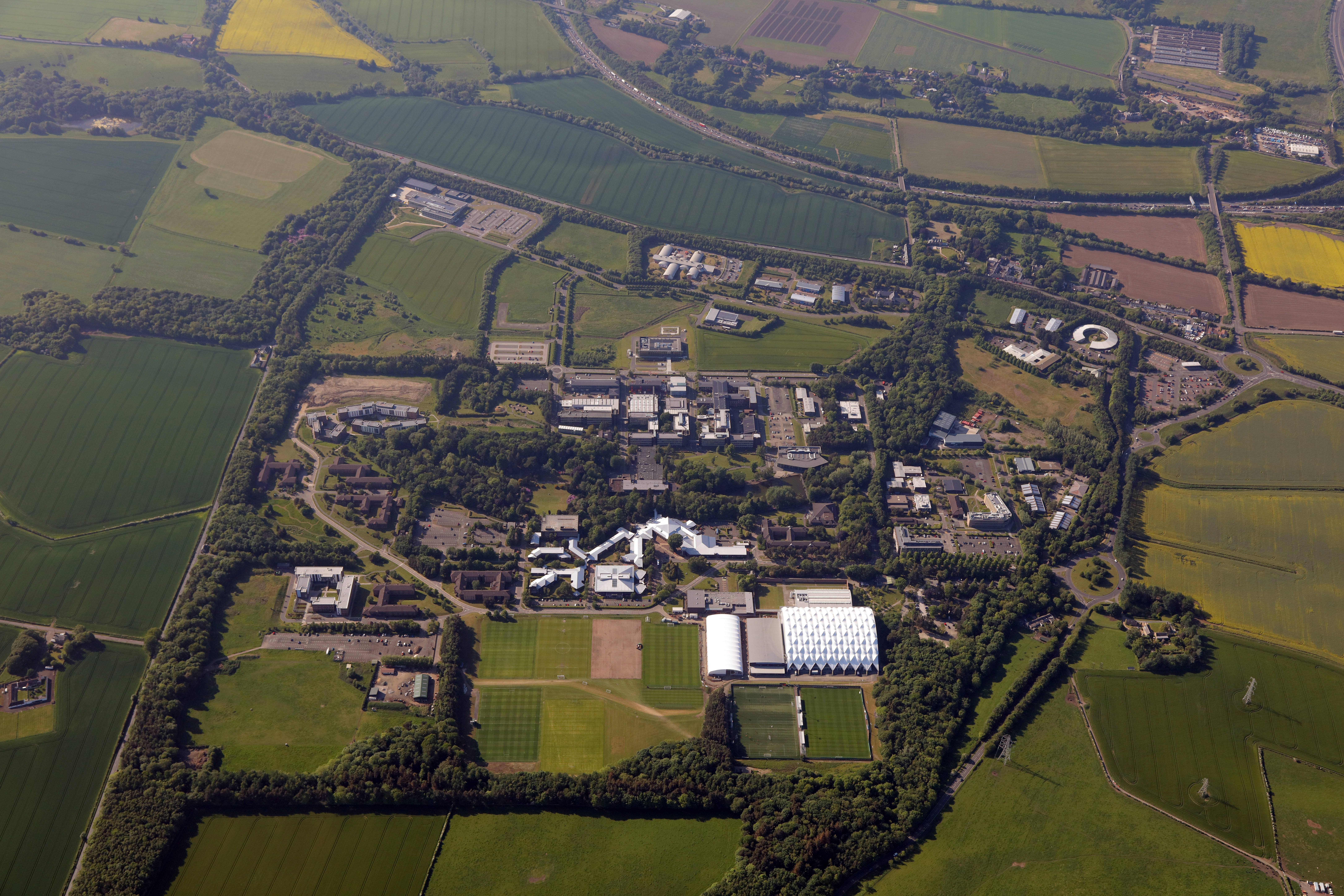 Aerial shot of Heriot-Watt University’s Edinburgh campus and Research Park.