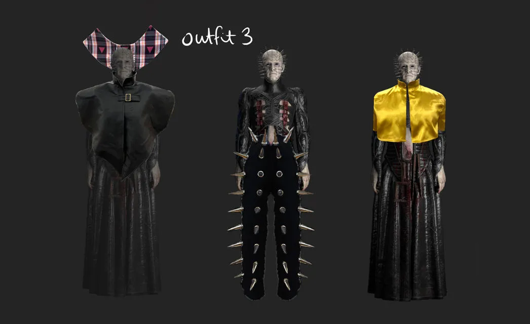 Craig's outfit inspired by Clive Barker’s Hellraiser film, including a leather cape with stand-up tartan collar, trousers with 3D spikes and a gold satin shirt.