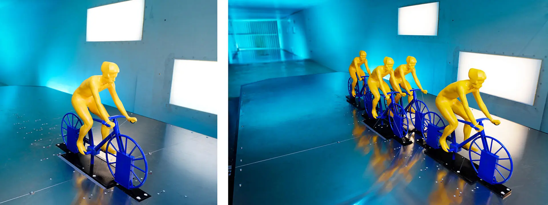 Image shows a computer generated riders in different formations.