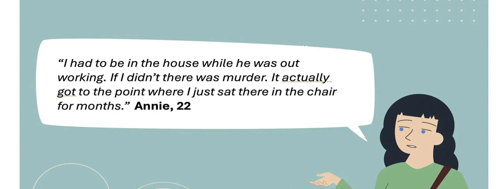 Illustration of a woman describing a domestic violence situation.