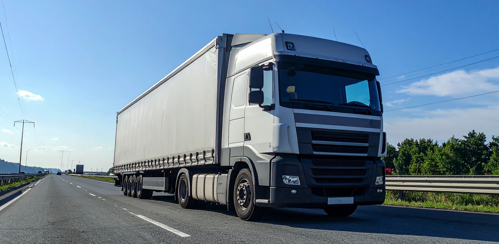 A heavy goods vehicle in transit.