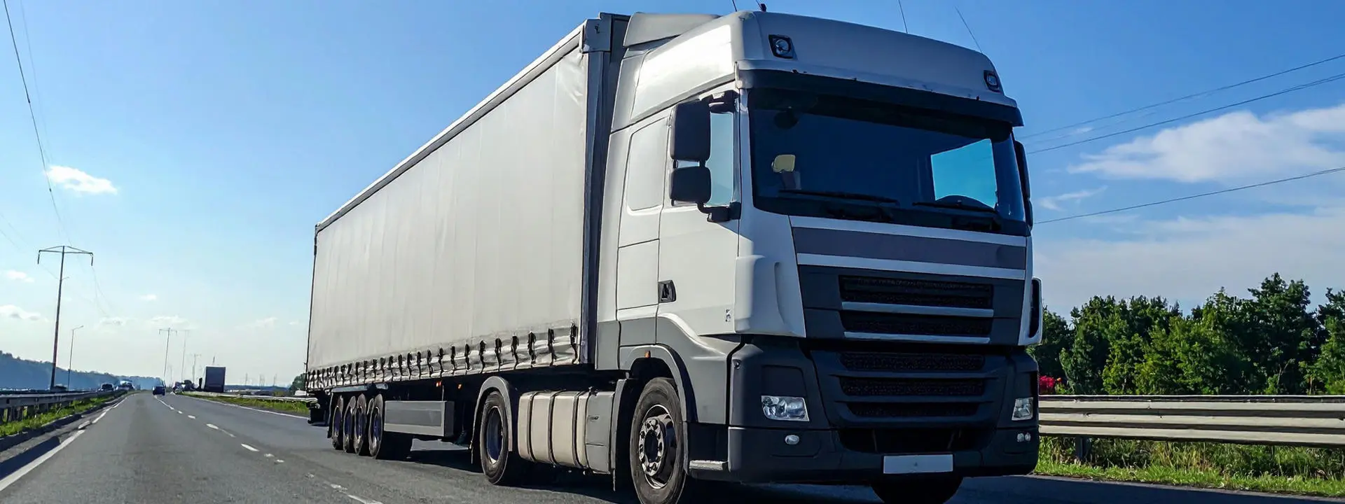 A heavy goods vehicle in transit.