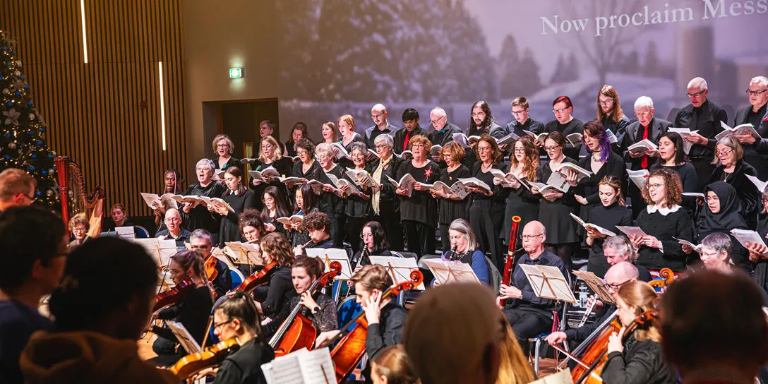 Heriot Watt choir and orchestra performing at Christmas concert 