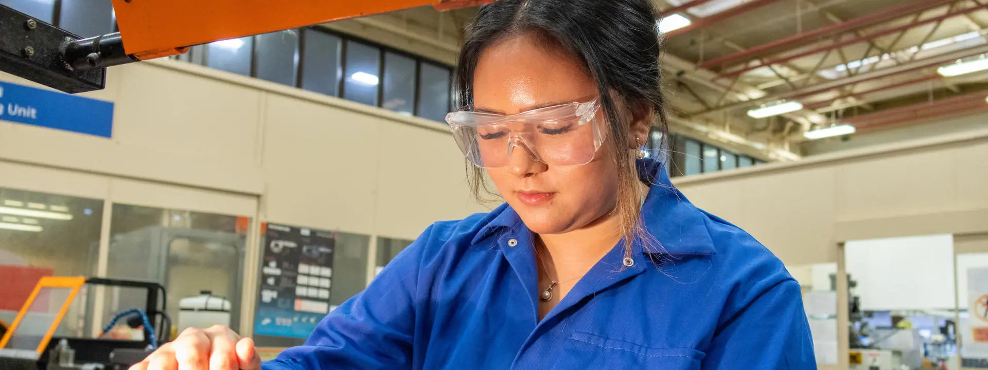 Student engineer at work in lab