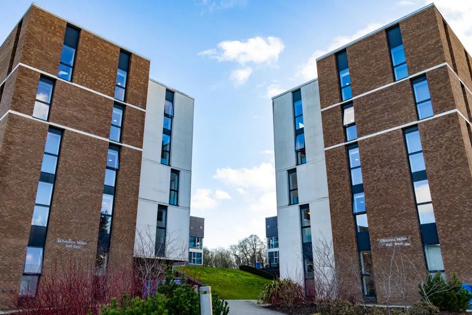 External shot of student accommodation at Heriot-Watt University.