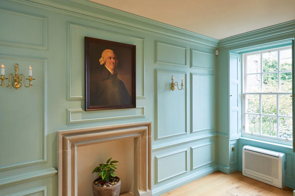 Adam Smith’s portrait over the Reading Room fireplace in Panmure House. Adam Smith’s portrait over the Reading Room fireplace in Panmure House.