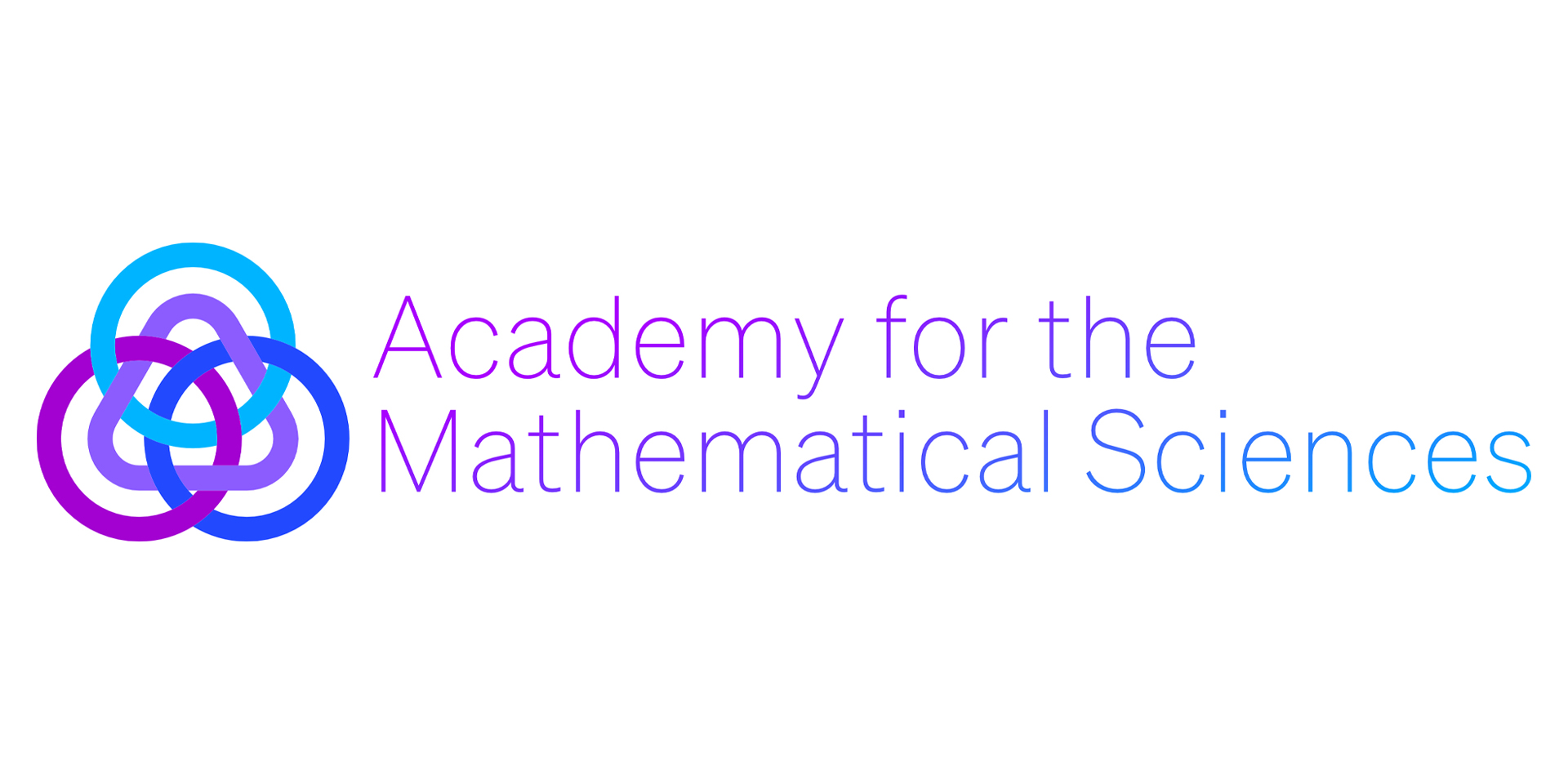 Logo for the Academy of Mathematical Sciences: 3 interlocking circles and triangle next to name in words 