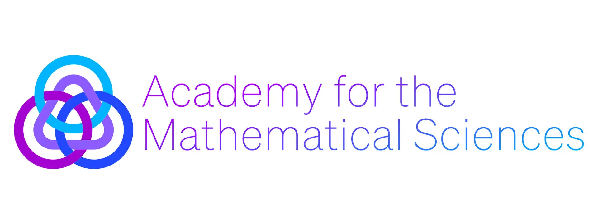 Logo for the Academy of Mathematical Sciences: 3 interlocking circles and triangle next to name in words