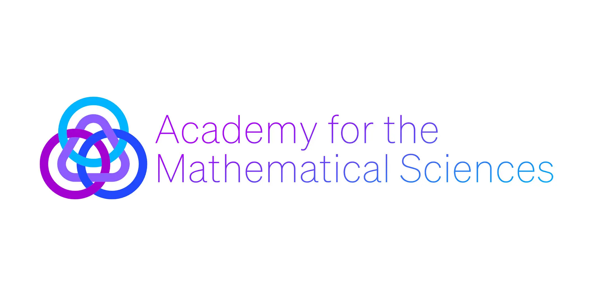 Logo for the Academy of Mathematical Sciences: 3 interlocking circles and triangle next to name in words 