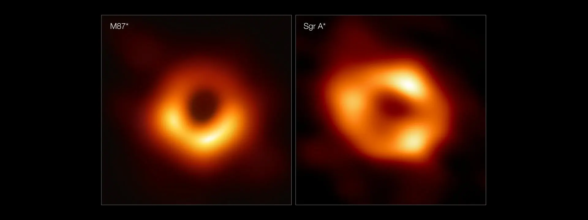 Orange-yellow donut-shaped rings of light against black universe